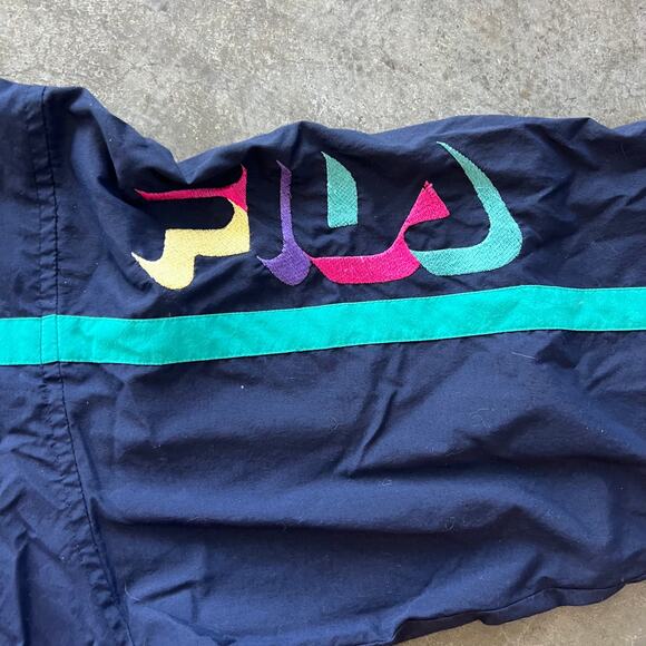 Vintage Fila Windbreaker Jacket Abstract Sleeve Colorblock 90s Streetwear Sz 40 - Picture 3 of 7